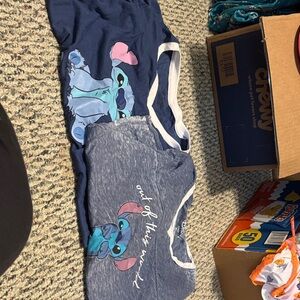 Blue Graphic T-Shirt with Cartoon Character (1 short sleeve & 1 longer)